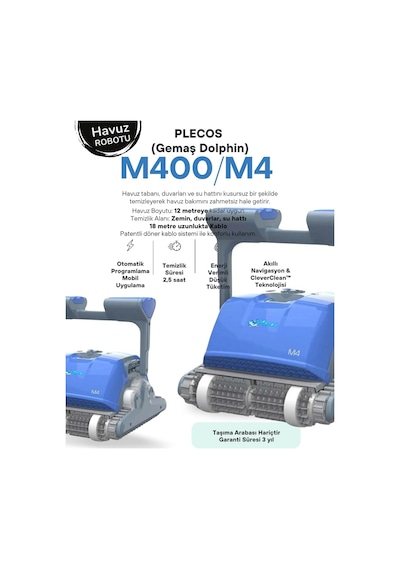 Gemaş Plecos M4 Dolphin M400 Otomatik Havuz Süpürge Robotu Automatic Pool Cleaners
