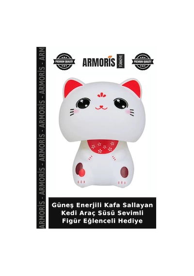 Güneş Enerjili Kafa Sallayan Kedi Araç Süsü Sevimli Figür Eğlenceli Hediye