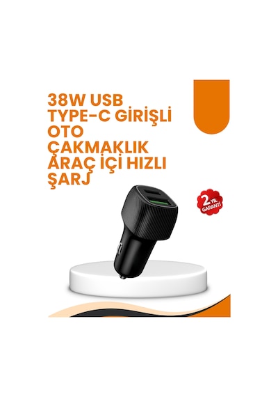 Araç Çakmak Girişli 38w Hızlı Şarj Aleti İki Cihaz Destekli