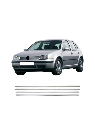 Volkswagen Golf 4 Uyumlu 1998-2004 Krom Cam Çıtası 4 Parça Paslanmaz Çelik