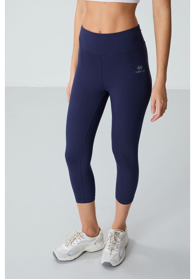 Tommylife Slim Fit 3lü Paket İndigo-gül Kurusu-kahverengi Kadın Kapri Tayt - 93097 Mavi - Mor