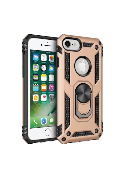 Newface Apple  Uyumlu - iPhone 7 Kılıf Sofya Yüzüklü Silikon Kapak - Gold