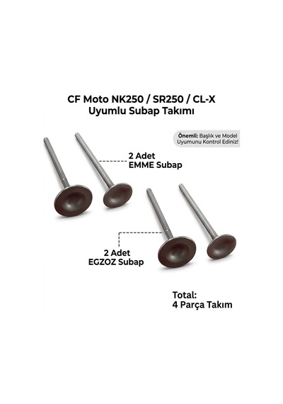 Cf Moto Nk250 - Sr250 Subap Seti 4'lü 2018-2024 Uyumlu Emme Egzoz Sibop Supermto