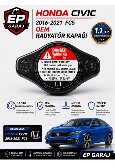 Honda Cıvıc Fc5 2016 2021 Oem Radyatör Kapağı 1.1 Barradyatör Kapağı 1.1 Bar