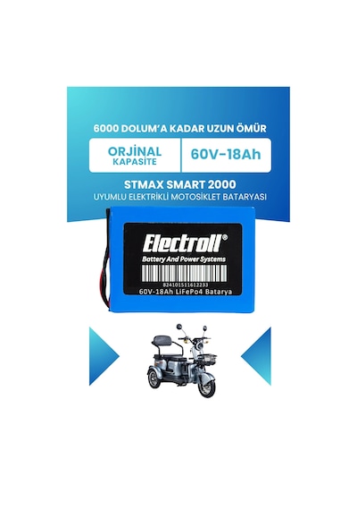 Stmax Smart 2000 Batarya Standart Kapasite Lifepo4 60v 18ah Elektrikli Motosiklet Bataryası