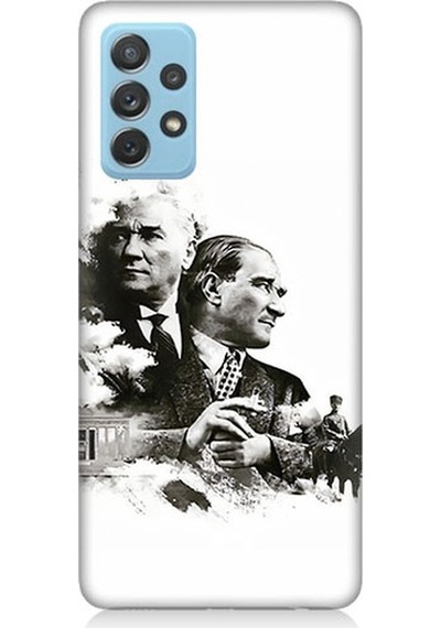 Samsung Galaxy A52 Uyumlu Siyah Beyaz Mustafa Kemal Atatürk Desenli Silikon Kılıf
