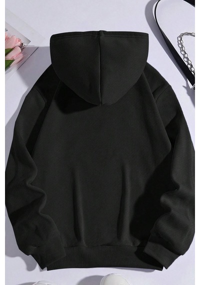Energy Baskılı Oversize Sweatshirt Siyah
