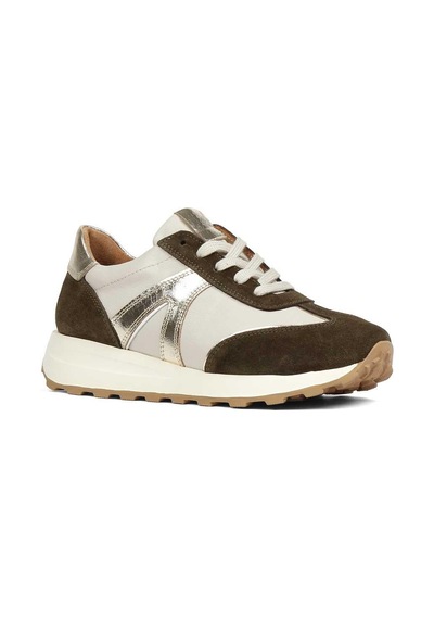 Kadın Haki Gri Bağcıklı Süet Deri Sneaker