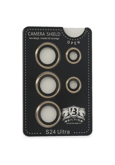 Samsung Uyumlu Galaxy S24 Ultra Bilvis Titan Kamera Lens - Gold Düz Renkli
