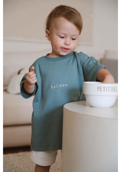 Oh La La Koala Yeşil Bisiklet Yaka Oversize T-shirt Bebek - Çocuk Yeşil
