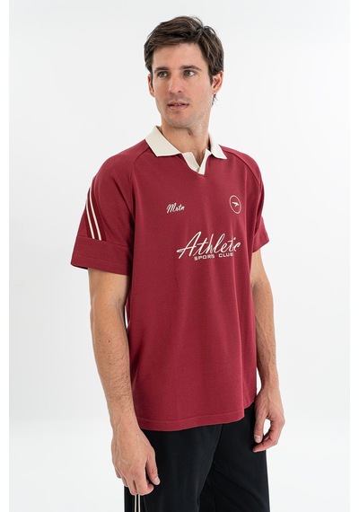 Maraton Relax Erkek Apaç Yaka Bordo T-shirt Bordo