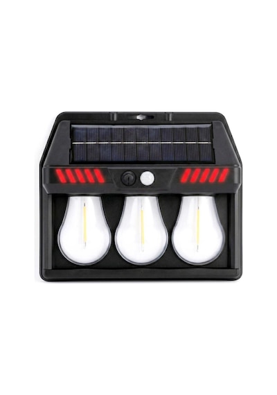 Panther Pt-2973 3 Lü Sensörlü Solar Led Duvar Lambası Sarı - Kırmızı Yabani Hayvan Kovucu Bahçe Lambası