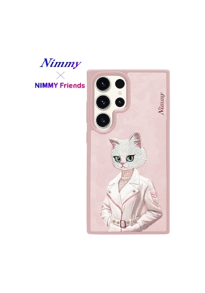 Samsung Uyumlu Galaxy S25 Ultra Magsafe 3d Gerçek Nakışlı Kabartmalı Kedi Figürlü Fashion Kılıf Şeffaf