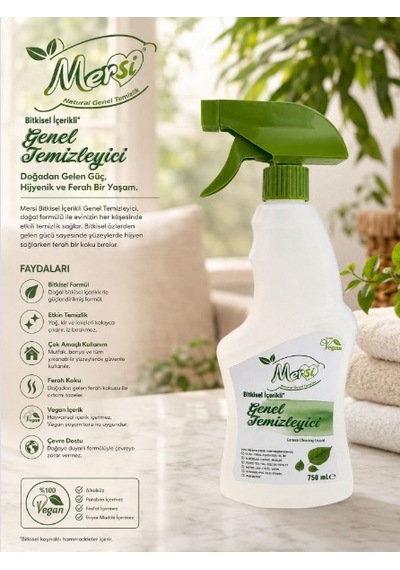 Bitkisel İçerikli Genel Temizleyici 750 Ml - %100 Vegan Çok Amaçlı Sprey Temizlik Sıvısı