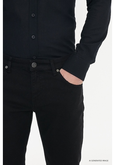 AC&Co / Altınyıldız Classics 360 Derece Her Yöne Esneyen Slim Fit Dar Kesim Diyagonal Desenli Erkek Pantolon Siyah