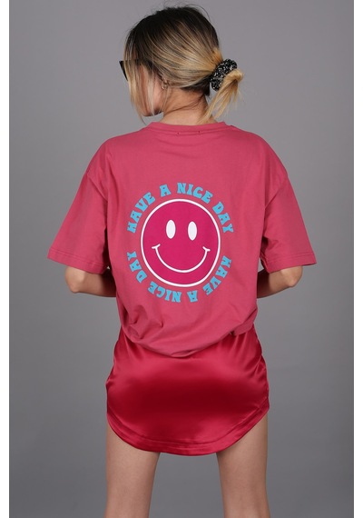 Madmext Pembe Arka Baskılı Oversize Yuvarlak Yaka Kadın Tişört-pembe Pembe Madmext Pembe Arka Baskılı Oversize Yuvarlak Yaka Kadın Tişört-pembe Pembe