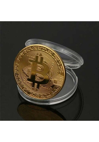 2 Adet Bitcoin Madeni Para Altın Rengi Hatıra Koleksiyon Değerli Kutulu 2x