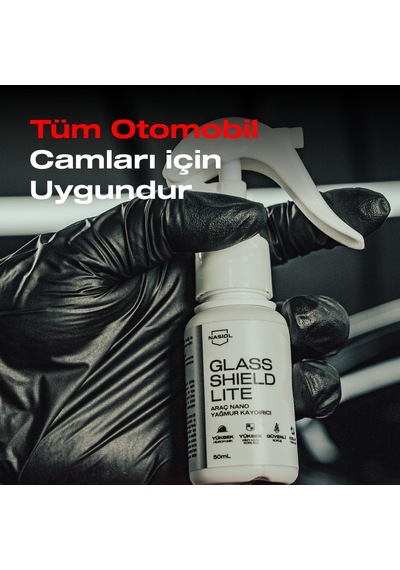 Nasiol Glasshield Lite Araç Nano Yağmur Kaydırıcı Ve Su Itici Sprey-50 Ml-1 Yıl Etkili-cam Koruma