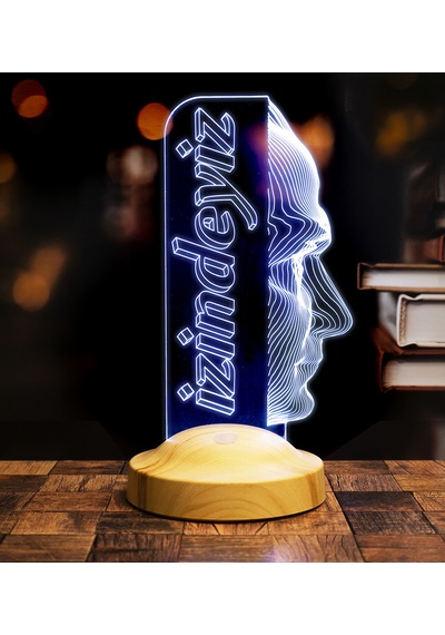 Atatürk Temalı Hediyelik Ürünler Atatürk İzindeyiz Gecelambası 3D Led Lamba, Atam İzindeyiz Sloganı, Ofis ve İşyeri Hediyesi