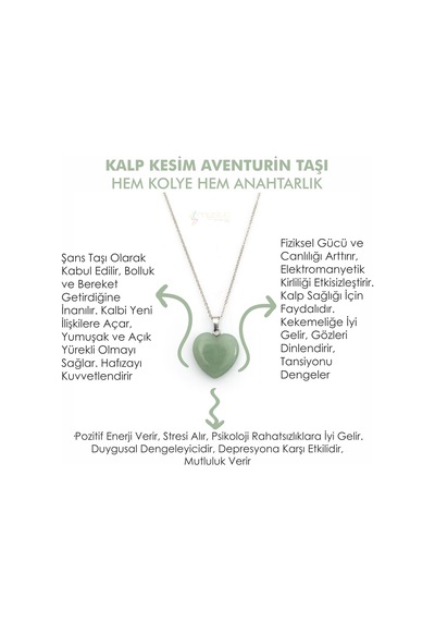 Mystic Energy Doğal Taş Aventurin Taşi Hem Kolye Hem  Anahtarlık Gümüş