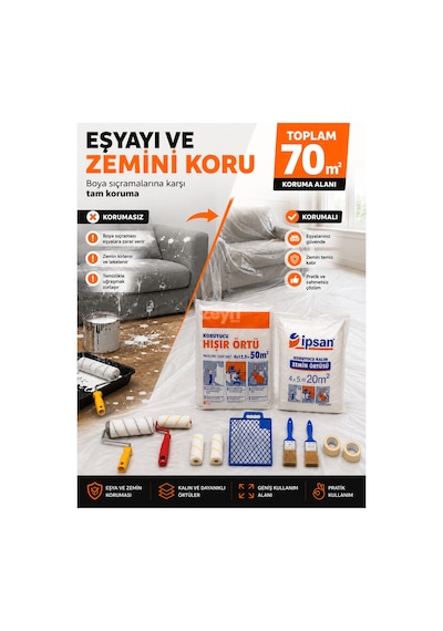 10 Parça Komple Boya Badana Seti Rulo, Kestirme Fırçaları Ve Bantları, Izgara Ve Koruma Örtüsü Yedek Rulo