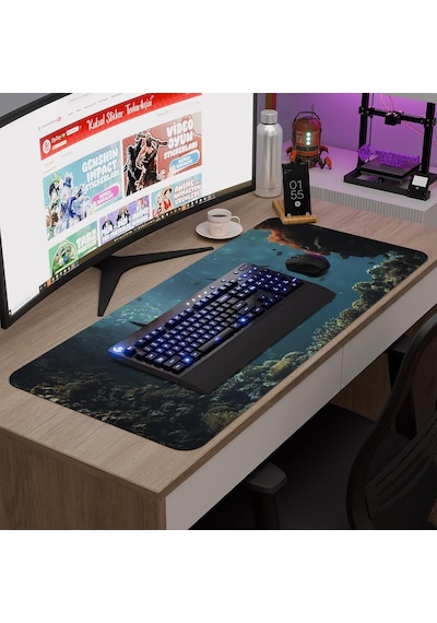 Sualtı Gaming Mouse Pad Kauçuk Kaymaz Taban Mousepad V3, 90x40 Xxl