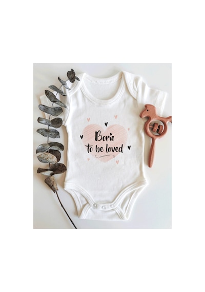 Babylimon Born To Be Loved Yazılı Kısa Kol Organik Bebek Body Beyaz - 132150688 Beyaz