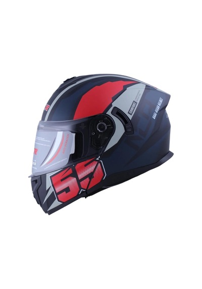 Motosiklet Kask Çene Açılır 166 Ece Belgeli - Parlak Siyah Arac Grafik Kırmızı 13015psgk L