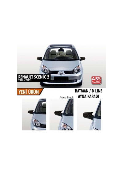 Sts Oto Aksesuar Renault Scenic 2 2004-2009 Batman Yarasa Ayna Kapağı Piano Black Abs Plastik (01)