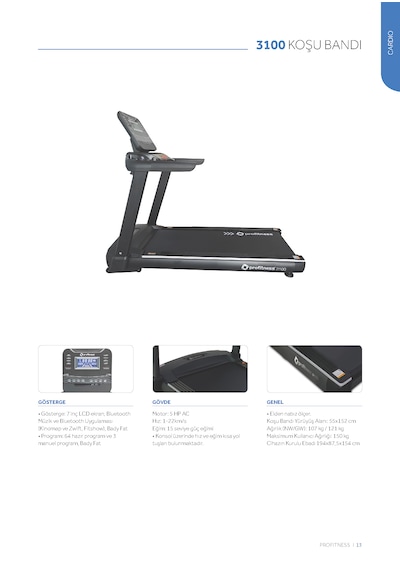 Profitness 3100 Koşu Bandı 5 Hp Ac Motor