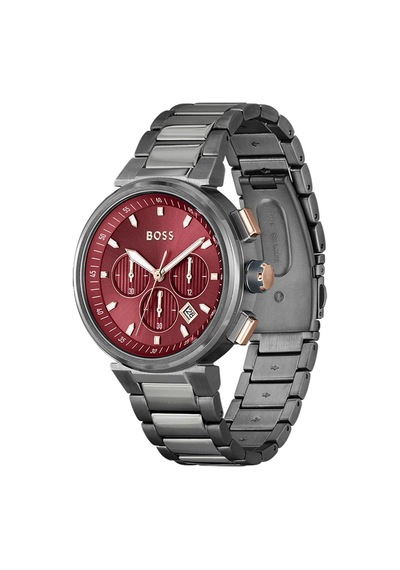 Hugo Boss HB1514000 Çelik Gri Kırmızı Kadran 44 mm Erkek Kol Saati