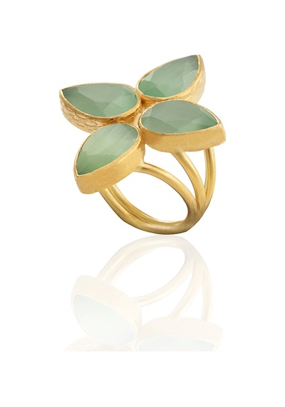 Kadir Jewellery 22 Ayar Altın Kaplama Zirkon Taşlı Kadın Otantik Yüzük Açık Yeşil 87233253