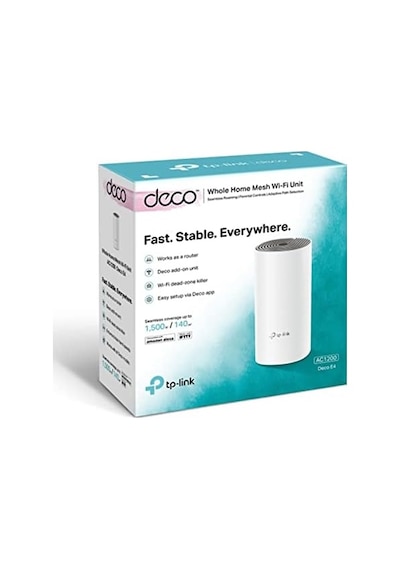 Deco E4 1-pack, Ac1200 Mbps, Dual-band, 10/100mbps Portları, 100 Cihaza Kadar Bağlanılabilirlik, Mobil Uygulama İle Kolay Kurulum, Wi-fi 5 Mesh Sistemi