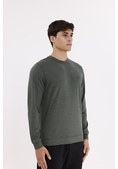 Rowinger Merserize Efektli Yumuşak Doku Ayarlanabilir Kapüşonlu Rahat Kalıp Kapüşonlu Sweatshirt Haki