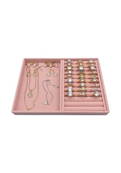 Rio Model Süet Kumaş Pembe Renk 24/34 Cm Tırnaklı-sosisli Takı Sergileme Standı