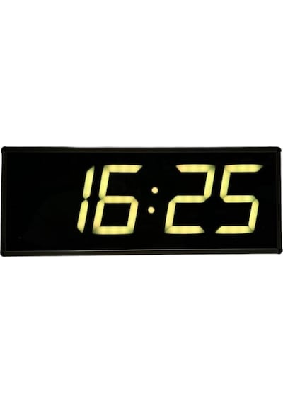 Sanec Wifi Senkronize Dijital Led Duvar Ve Masa Saat Derece Otomatik İnternet Saat Ayarlı, Sarı Led, 15x37 Cm Sarı