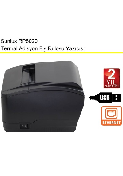 Sunlux Rp8020 Adisyon Rulo Fiş Yazıcısı Kağıt Genişiliği:80 Mm
