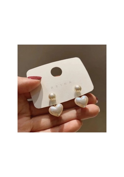 Lunarie İnci Kalp Ear Jacket Tırmanıcı Küpe Bijuteri Modern Altın