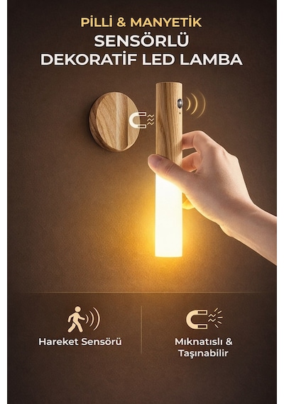 Modern Ahşap Silindir Duvar Lambası Ahşap - Şeffaf