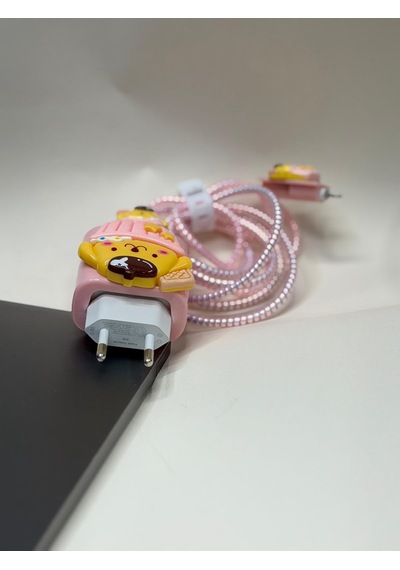 Sweety iPhone Uyumlu Kablo Ve Başlık Koruyucu Set Pembe