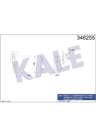 Kale Kalorıfer Radyatoru Vw Golf 98-06 Audı A3 97-03 Seat Leon 00-06 Skoda Octavıa 97-11 Klr-346255