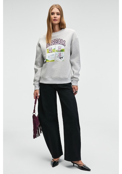 Grımelange PROGRISTO Kadın Puff Baskı Detaylı Regular Fit Grimelanj Sweatshirt