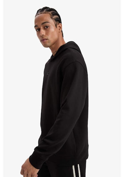 DeFactoFit Standart Fit Kapüşonlu Skuba Dalgıç Kumaş Sporcu Sweatshirt D7364AX25SPBK81