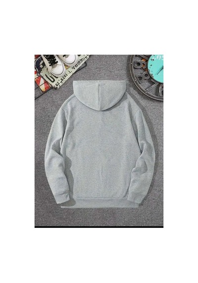 Medinenur One Yazı Baskılı Kapüşonlu Sweatshirt Gri