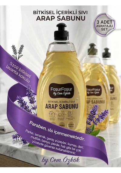 Foşurfoşur By Cem Özkök Lavanta Kokulu Bitkisel Sıvı Arap Sabunu 3 x 750 ML Foşurfoşur By Cem Özkök Lavanta Kokulu Bitkisel Sıvı Arap Sabunu 3 x 750 ML