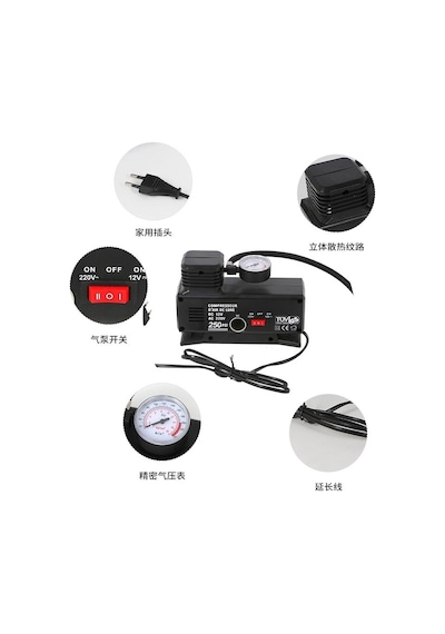 220v Ile 12v Oto Elektriği Çalışan Hava Lastik Şişirme Kompresörü 250 Psı Çok Amaçlı Yol Yardımı 1