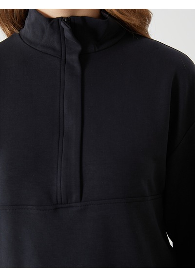 Lcwaıkıkı Classic Siyah Dik Yaka Kadın Sweatshirt