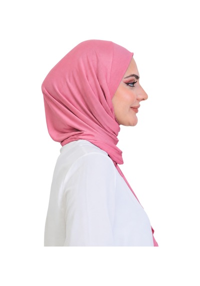 Modish Group Penye Boyun Kapamalı Şal Başörtü Hazır Giyim Turban Esnek Jersey Şal Gül Kurusu