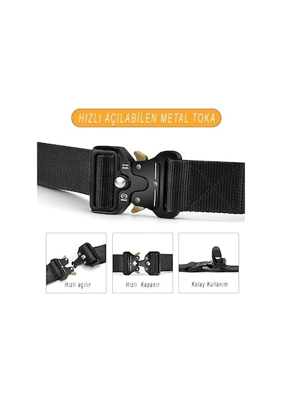 Single Sword Kobra Kemer 125 Cm X 3.8 Cm - Taktik Outdoor Ve Koruma Pantolon Kemeri Siyah