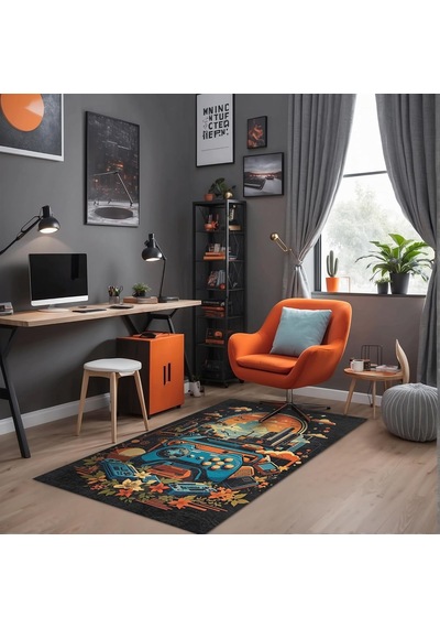 Conlos Kadife Oyuncu Odası Halısı Kaymaz Pamuk Tabanlı Yıkanabilir Gamer, Gaming Halısı 140x200 Açık Beyaz